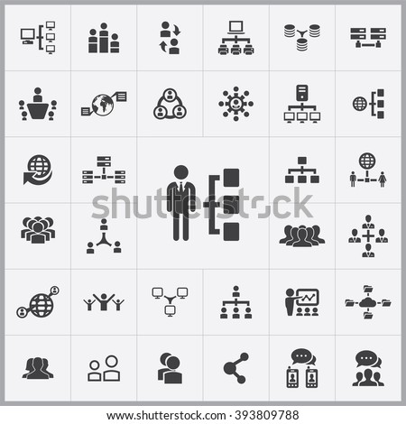 Simple network icons set. Universal network icon to use for web and mobile UI, set of basic network elements