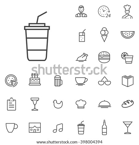 Linear cafe icons set. Universal cafe icon to use in web and mobile UI, cafe basic UI elements set