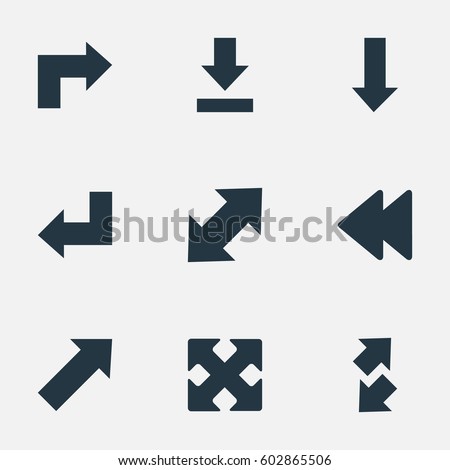 Vector Illustration Set Of Simple Indicator Icons. Elements Left Indication, Raise-Fall, Straight-Back And Other Synonyms Pointing, Direction And Four Directions Arrows.