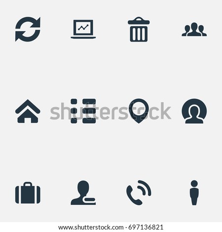 Vector Illustration Set Of Simple Team Icons. Elements Tasks, Replacement, House And Other Synonyms Staff, Location And Dismissal.