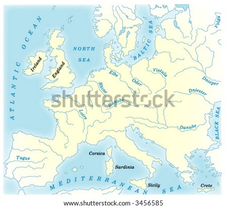 Vector Physical Map Of Europe - 3456585 : Shutterstock