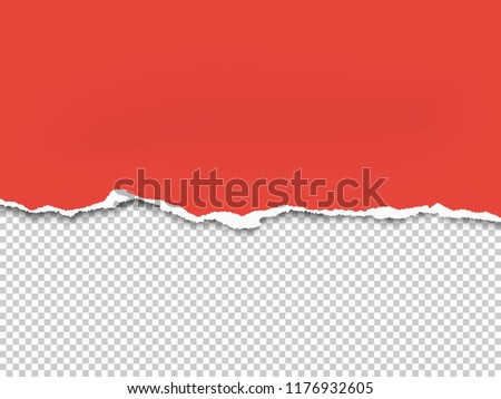 Torn a half sheet of red paper from the bottom. Vector template paper design. Foto d'archivio © 