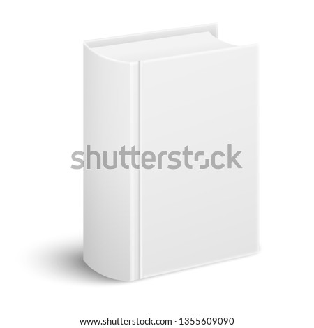 Closed realistic thick book standing cover and spine to the viewer in perspective view isolated on white background. Vector book mockup. ストックフォト © 