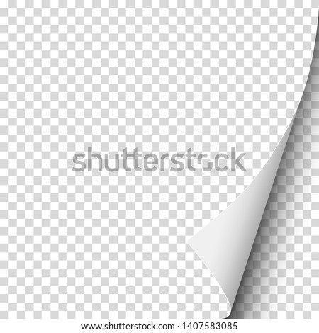 Sheet of transparent paper with curled lower right corner. Vector paper mockup.
