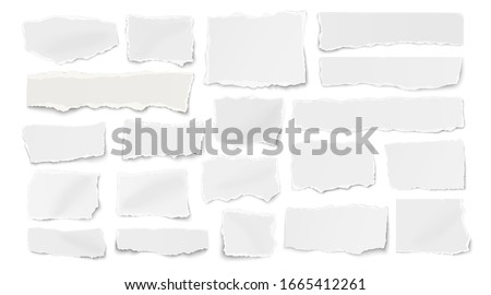 Set of paper different shapes ripped scraps, fragments, wisps isolated on white background ストックフォト © 