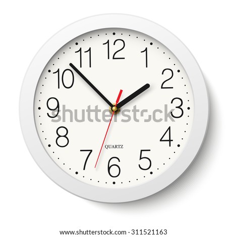 Round wall clock with white body isolated