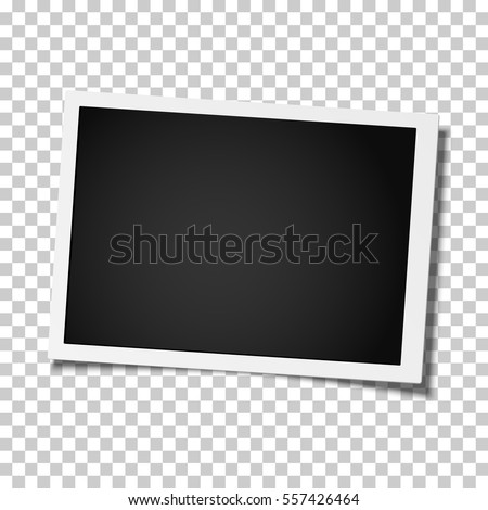 Retro realistic vector photo frame placed on transparent background. Template photo design.