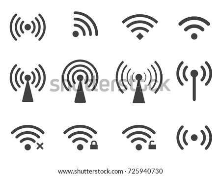Set of vector wireless wifi icons isolated on white background