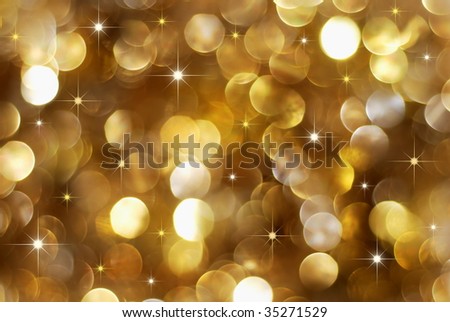 Christmas high contrast golden lights background with little stars