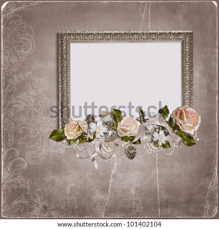 Vintage background with frame for congratulations and invitations with space for photo or text