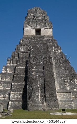 Great Jaguar Temple (emple I) Pre-Columbian Maya Site at Tikal National Park, Guatemala, a UNESCO World Heritage Site