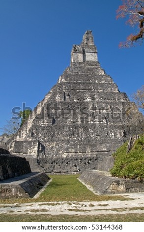 Ball court at the side of the Great Jaguar Tempel Tikal National Park, Guatemala; A UNESCO World Heritage Site