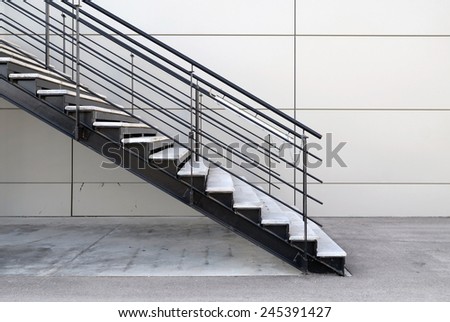 detail of industrial iron stairs in exterior
