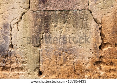 old wall made from yellow mud in Chinese old buildings
