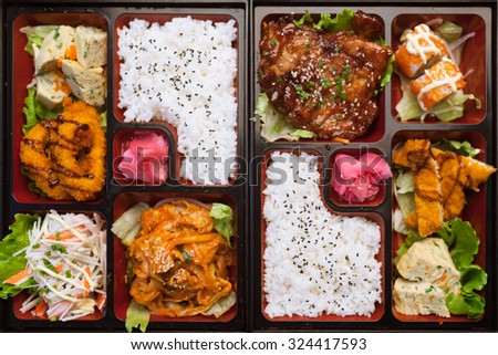 lunch box with lots of food