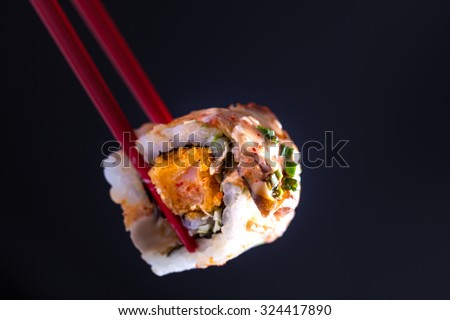 sushi studio shot with black background