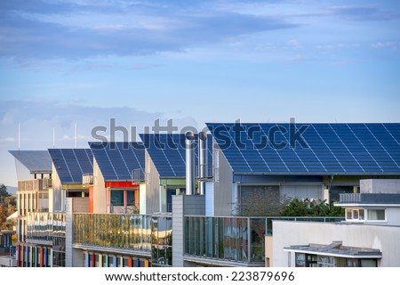 Details of the Sunship in green City, Freiburg. The solar sunship is in the solar village Vauban in Freiburg, Black Forest, Germany. It is known for its use of alternative and renewbale energy.