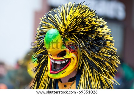 FREIBURG, GERMANY -FEBRUARY 15 : Mask parade at the historical carnival on February 15, 2010 in Freiburg, Germany