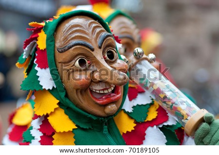 FREIBURG, GERMANY - FEB 15 : Mask parade at the historical carnival on February 15, 2010 in Freiburg, Germany
