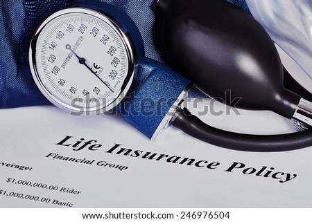 Emergency medical blood pressure monitor with CPR artificial ventilator mask and life insurance policy.