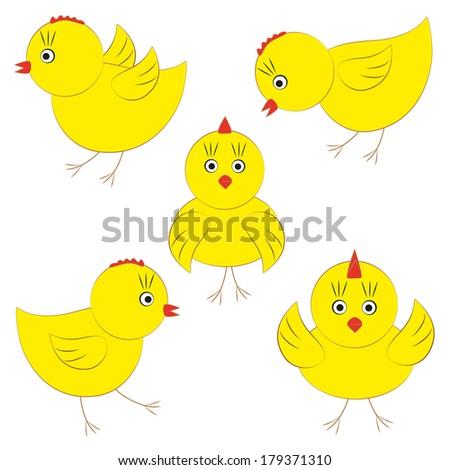 Cute Yellow Chicks Stock Vector Illustration 179371310 : Shutterstock