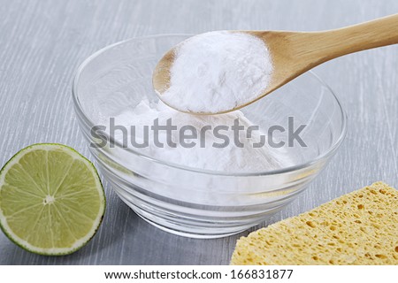 cleaning tools and sodium bicarbonate for house cleaning -  healthy lifestyle