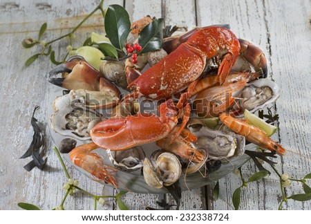 seafood platter with lobster