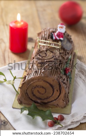 chocolate Swiss roll cake --christmas chocolate yule