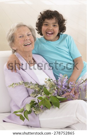 Young boy celebrating grandmother's day