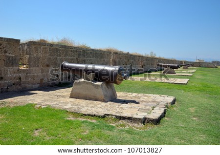 Museum walls of Acre Israel Medieval Turkish artillery guns