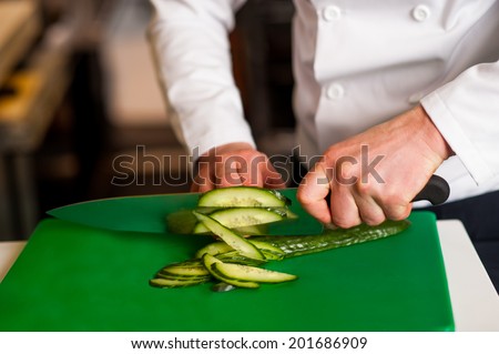 Chef chopping vegetable ingredients in the kitchen