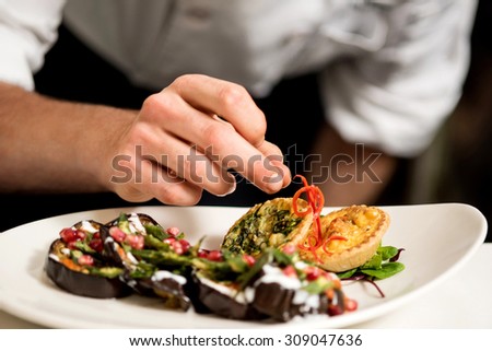 Similar – Image, Stock Photo Crop chef preparing sushi at table in restaurant