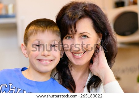 positive portrait of a beautiful family mom and son