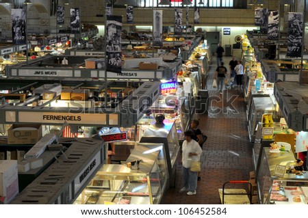 CLEVELAND, OH - JUNE 27: Customers begin to arrive early on June 27, 2012, in the the famed West Side Market in Cleveland, Ohio, which is celebrating its centennial in 2012.
