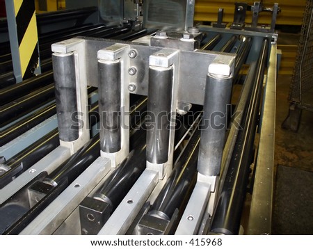 Part of press sheet cutter in publishing house