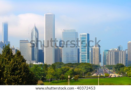 Chicago skyline looking north down Lake Shore Boulevard