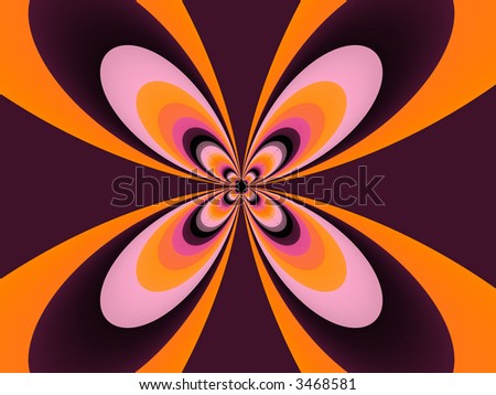 Abstract butterfly with symmetrical colors and shapes on brown background