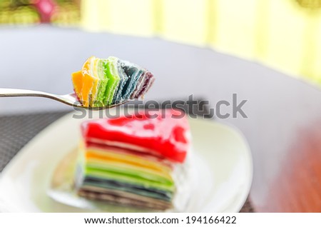 Crepe Cake Rainbow, Colourful layer Crepe Cake