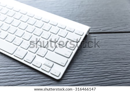 HARD, THAILAND - SEP 11, 2015 Close up of the typical Mac Keyboard of an Apple wireless Computer