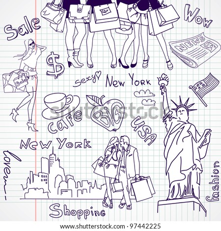 Shopping in New York doodles Stock fotó © 