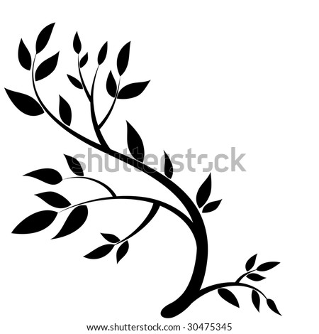 Design Element - Graphic Drawing Of A Brunch With Leaves Stock Vector ...