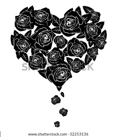 Black Roses. Shape Of Heart Stock Vector Illustration 32253136 ...