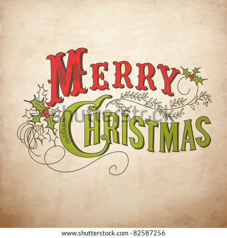 Vintage Christmas Card. Merry Christmas Lettering Stock Vector ...