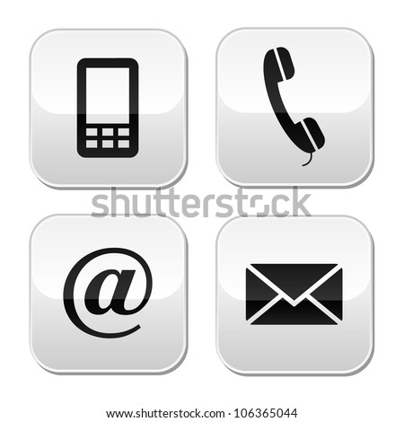 Contact buttons set – email, envelope, phone, mobile icons