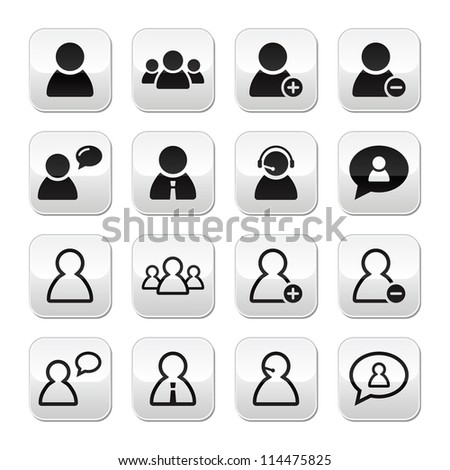 Users avatars buttons set - businessman, customer service, office staff