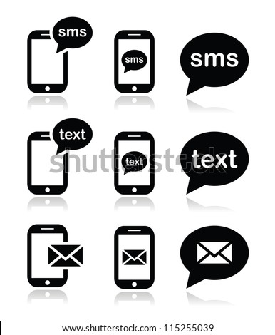 Mobile sms text message mail icons set