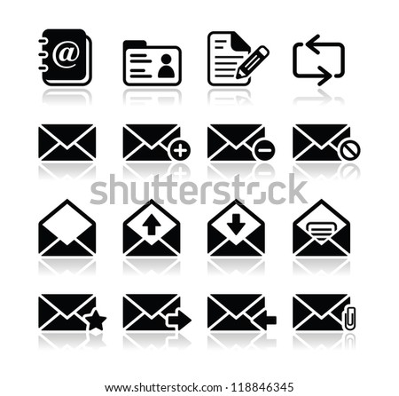 Email mailbox vector icons set