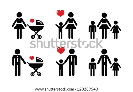 Single parent sign – family icons