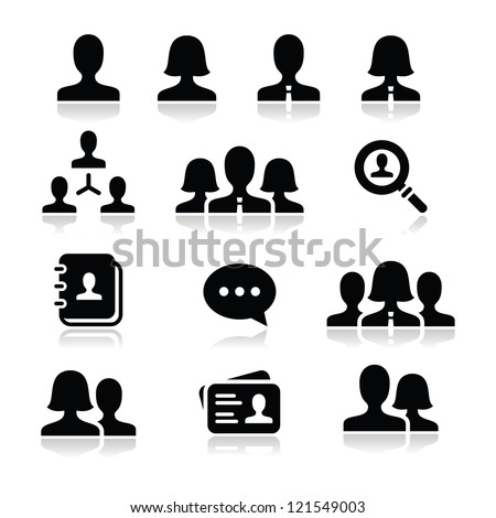 Man woman user vector icons set