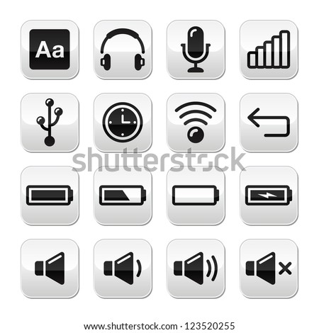 Electronic device / Computer software buttons set - vector